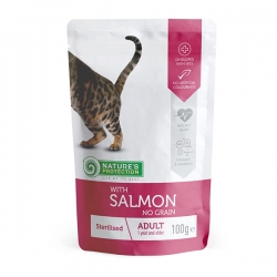 NATURE'S PROTECTION ADULT CAT GRAIN FREE SALMON "STERILISED" 100G
